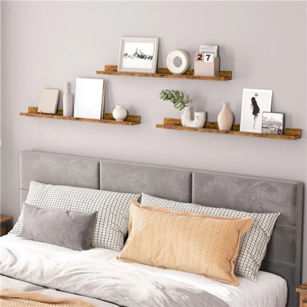 Floating Shelves, Wall Shelf Set of 3,35.4 Inches Hanging Shelf with Raised Edge